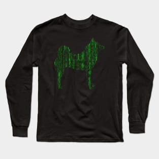 Lilly the Shiba Inu Silhouette - Matrix on Black Long Sleeve T-Shirt